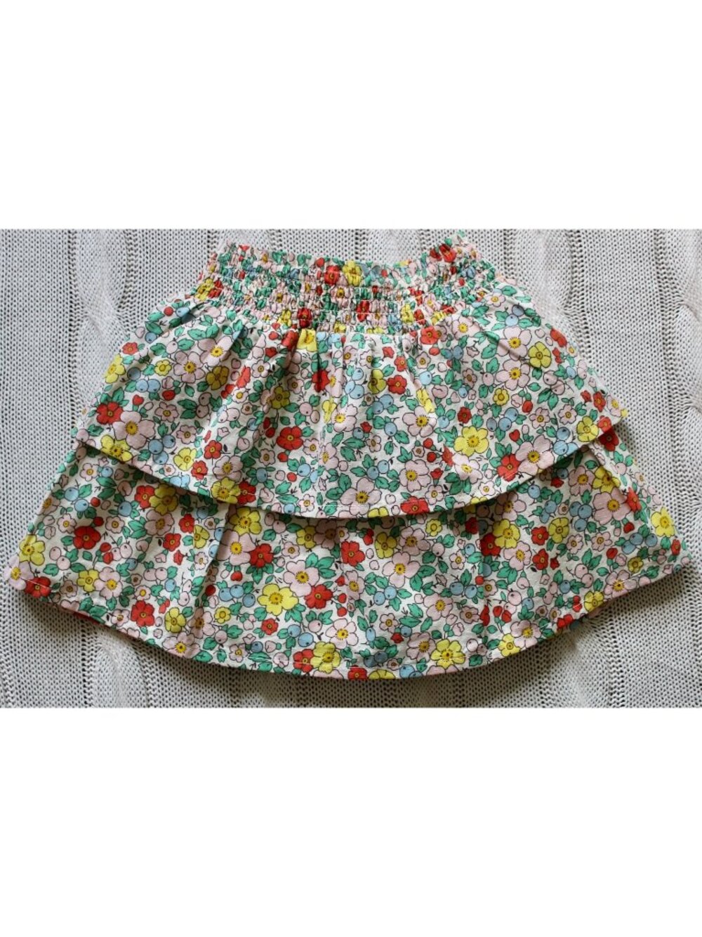 MINI BODEN Girl's Floral Print Tiered Skirt Smocked Waist, Size 3 - 4 Years